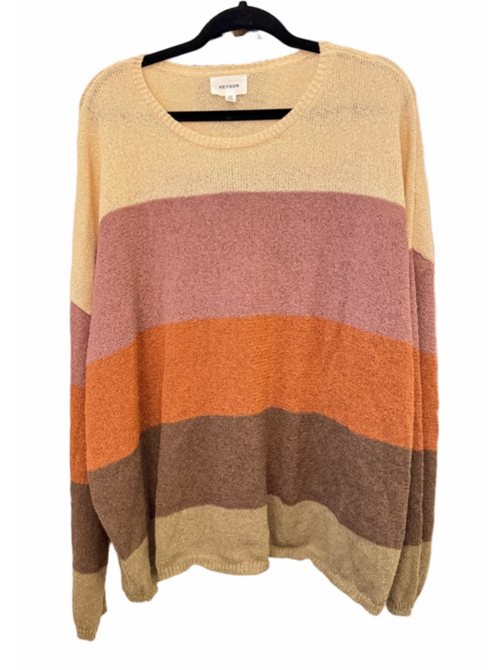 🇺🇸 Women's Heyson Striped Crew Neck Sweater Plus 2X Multi-color